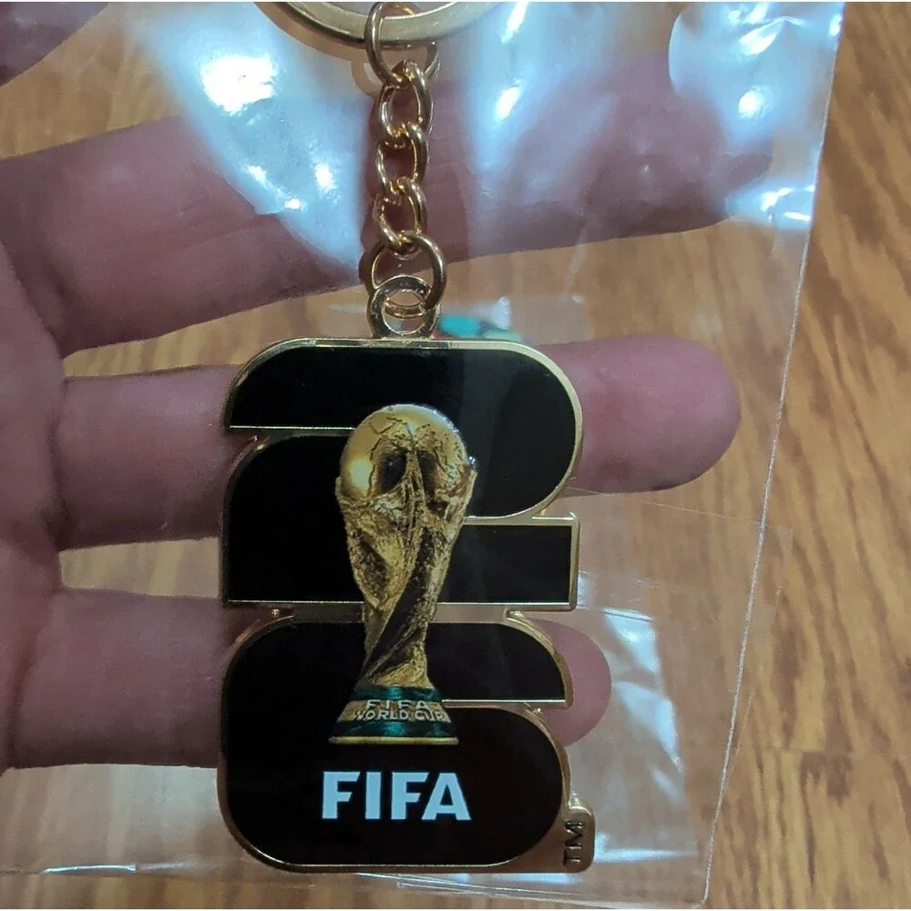 FIFA Official Licensed Metal Keychain Lot of 2 CAN MEX USA Trophy Gold/Blue